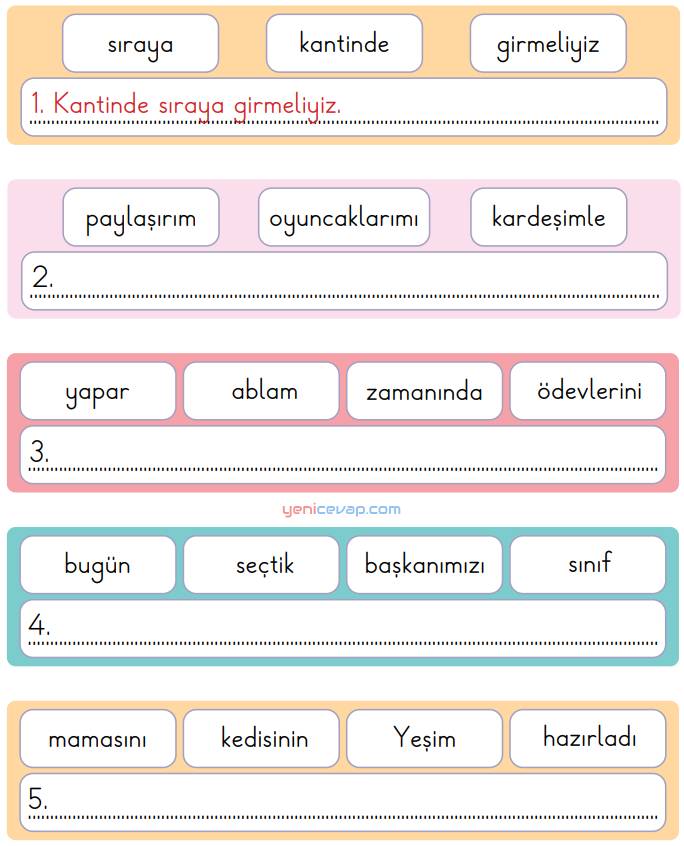 Cümle Oluşturalım