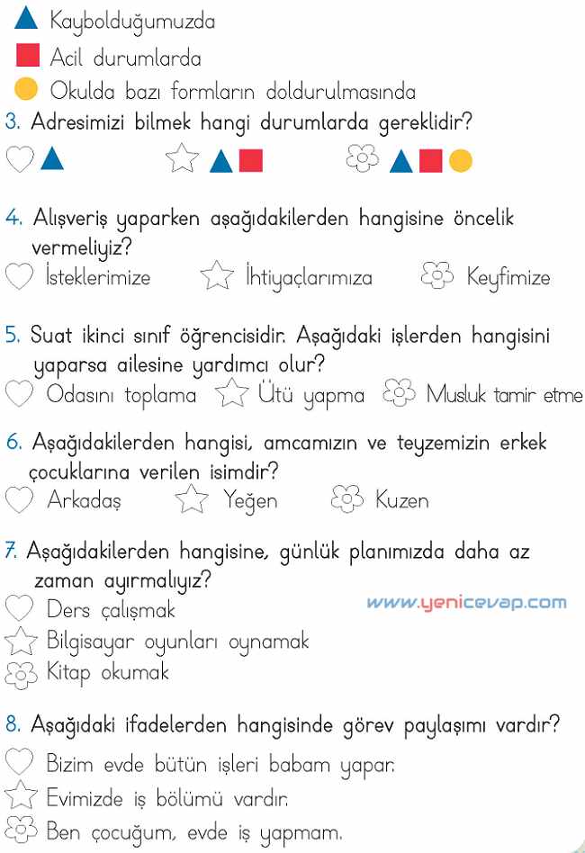 2. Sınıf Hayat Bilgisi Kitabı Sayfa 101 102 110 111 Cevapları Meb