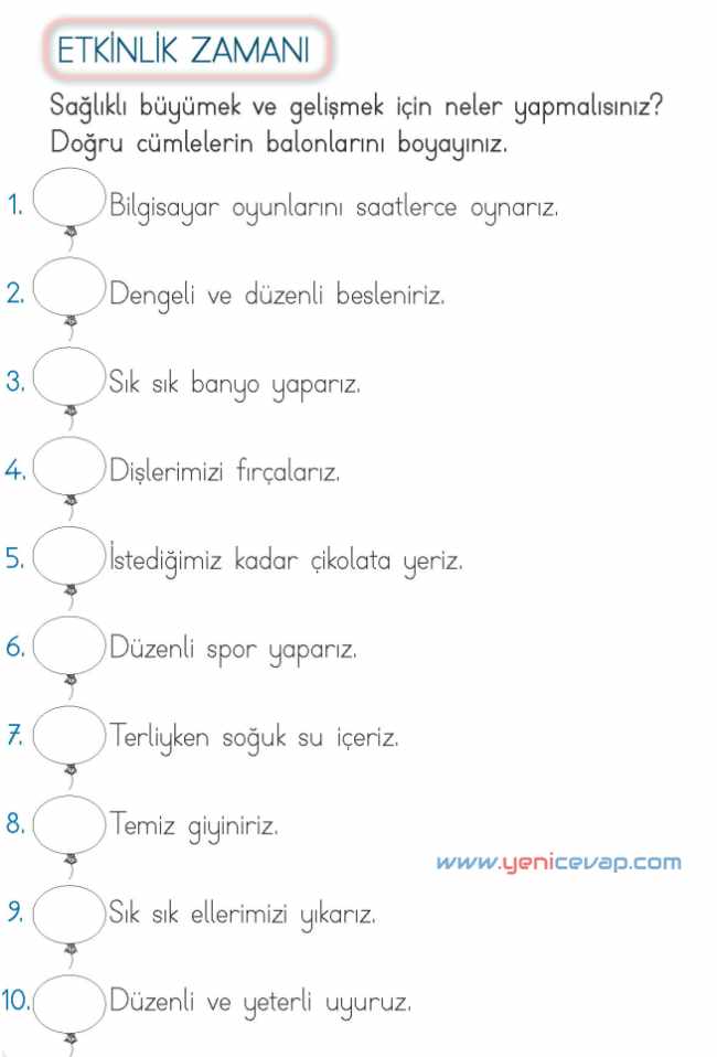 2. Sınıf Hayat Bilgisi Kitabı Sayfa 101 102 110 111 Cevapları Meb