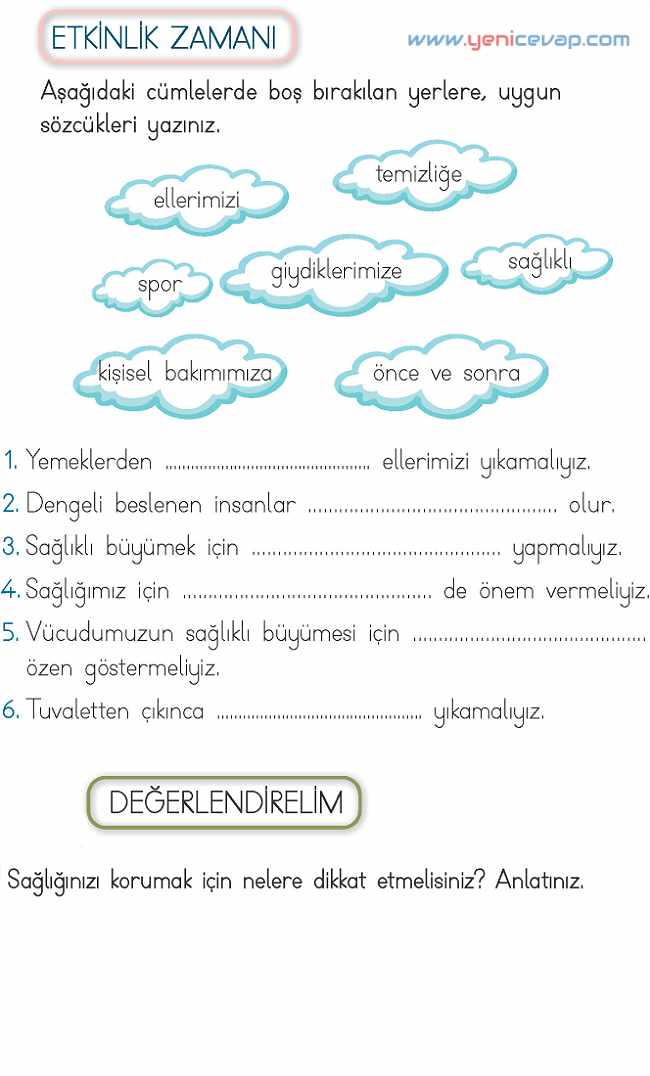 2. Sınıf Hayat Bilgisi Kitabı Sayfa 101 102 110 111 Cevapları Meb