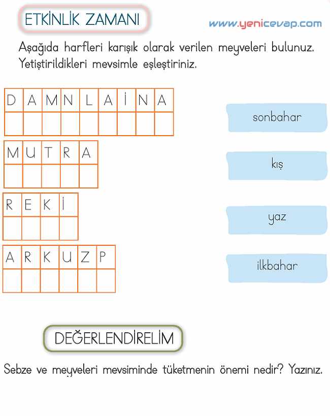 2. Sınıf Hayat Bilgisi Kitabı Sayfa 130 131 133 134 Cevapları Meb