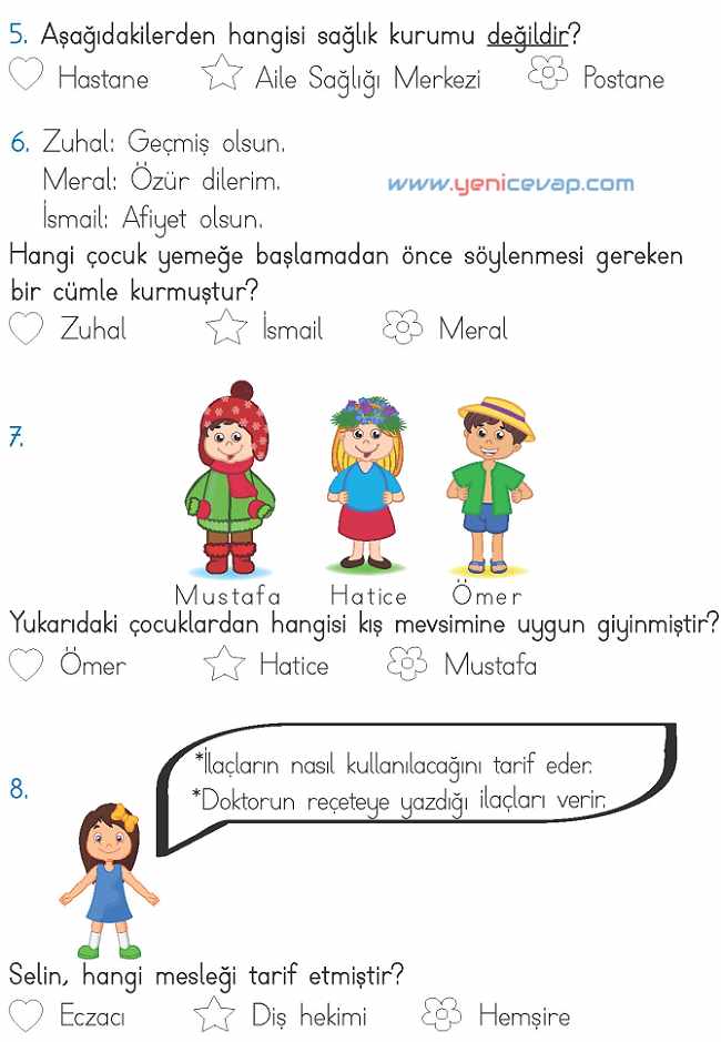 2. Sınıf Hayat Bilgisi Kitabı Sayfa 135 136 137 144 Cevapları Meb