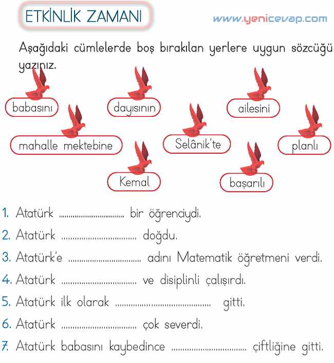 2. Sınıf Hayat Bilgisi Kitabı Sayfa 168 184 188 191 Cevapları Meb