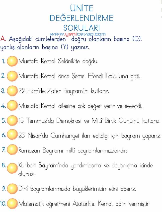 2. Sınıf Hayat Bilgisi Kitabı Sayfa 204 205 206 207 Cevapları Meb