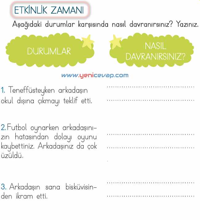 2. Sınıf Hayat Bilgisi Kitabı Sayfa 45 47 48 51 Cevapları Meb
