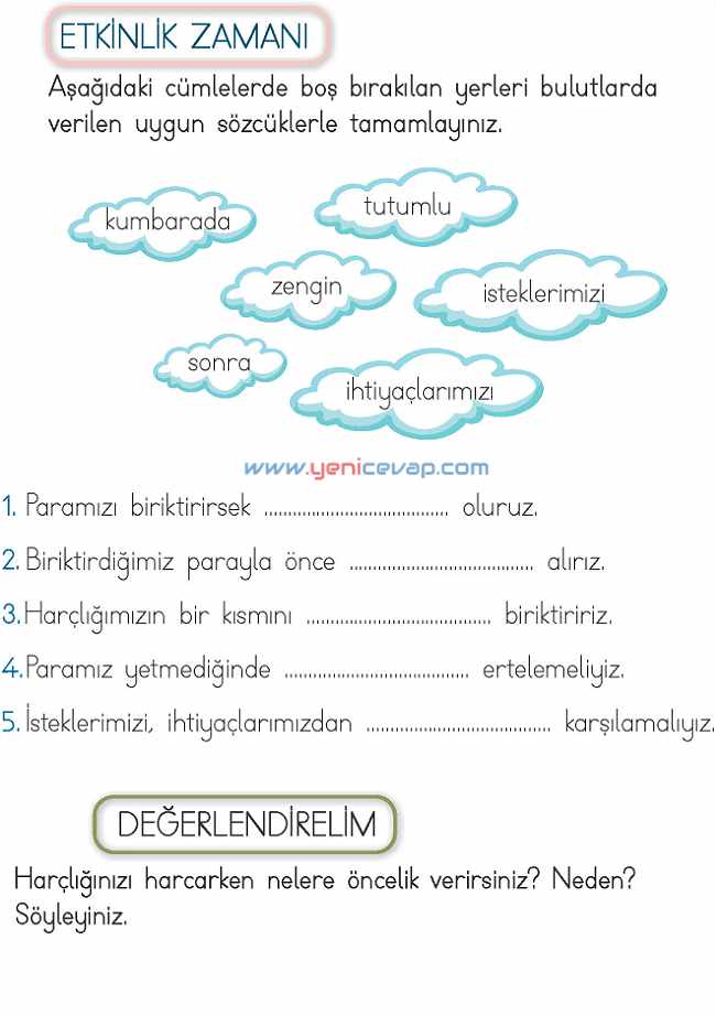 2. Sınıf Hayat Bilgisi Kitabı Sayfa 52 54 55 56 Cevapları Meb
