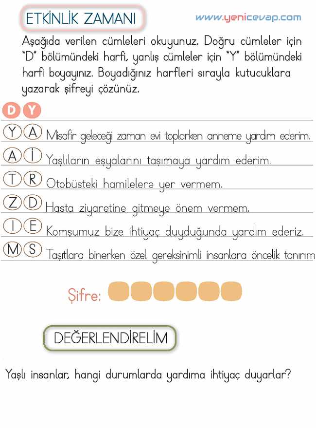 2. Sınıf Hayat Bilgisi Kitabı Sayfa 88 90 91 93 Cevapları Meb