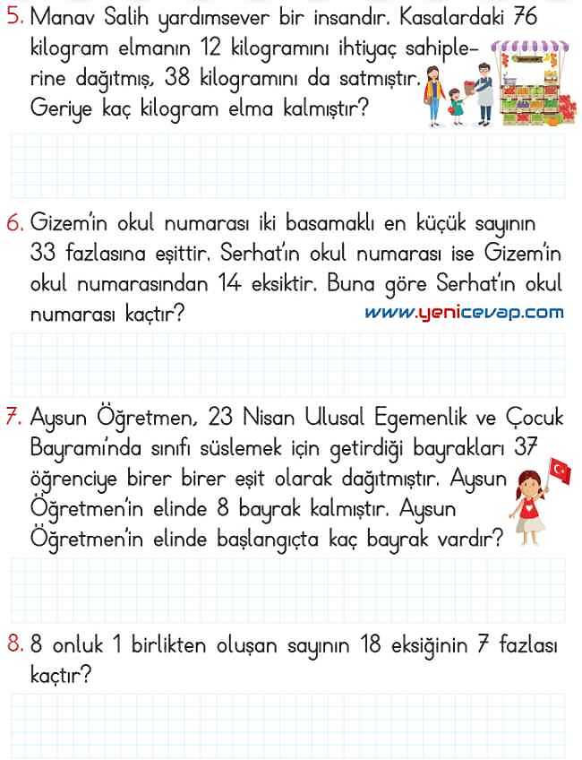 2. Sınıf Matematik Ders Kitabı Sayfa 119 120 122 123 Cevapları Meb