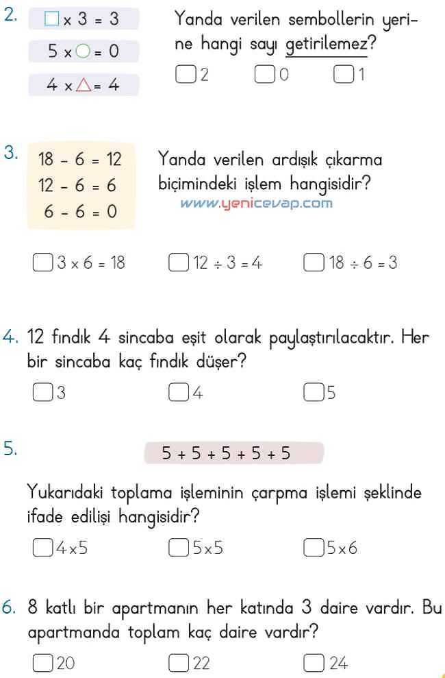 2. Sınıf Matematik Ders Kitabı Sayfa 207 208 209 210 Cevapları Meb