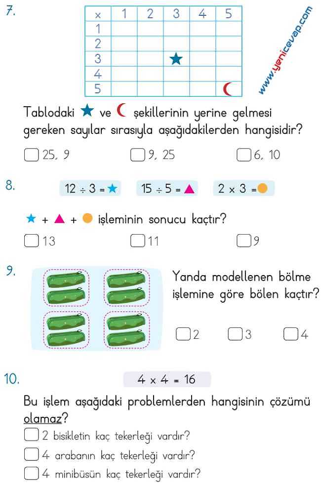 2. Sınıf Matematik Ders Kitabı Sayfa 207 208 209 210 Cevapları Meb