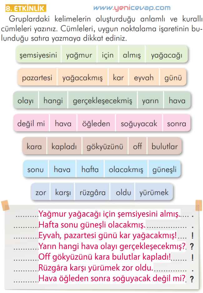 2. Sınıf Türkçe Kitabı Sayfa 181 182 183 184 Cevapları İlke Yayınları