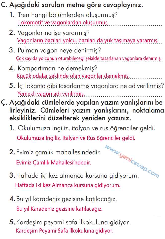 2. Sınıf Türkçe Kitabı Sayfa 190 191 194 195 Cevapları İlke Yayınları