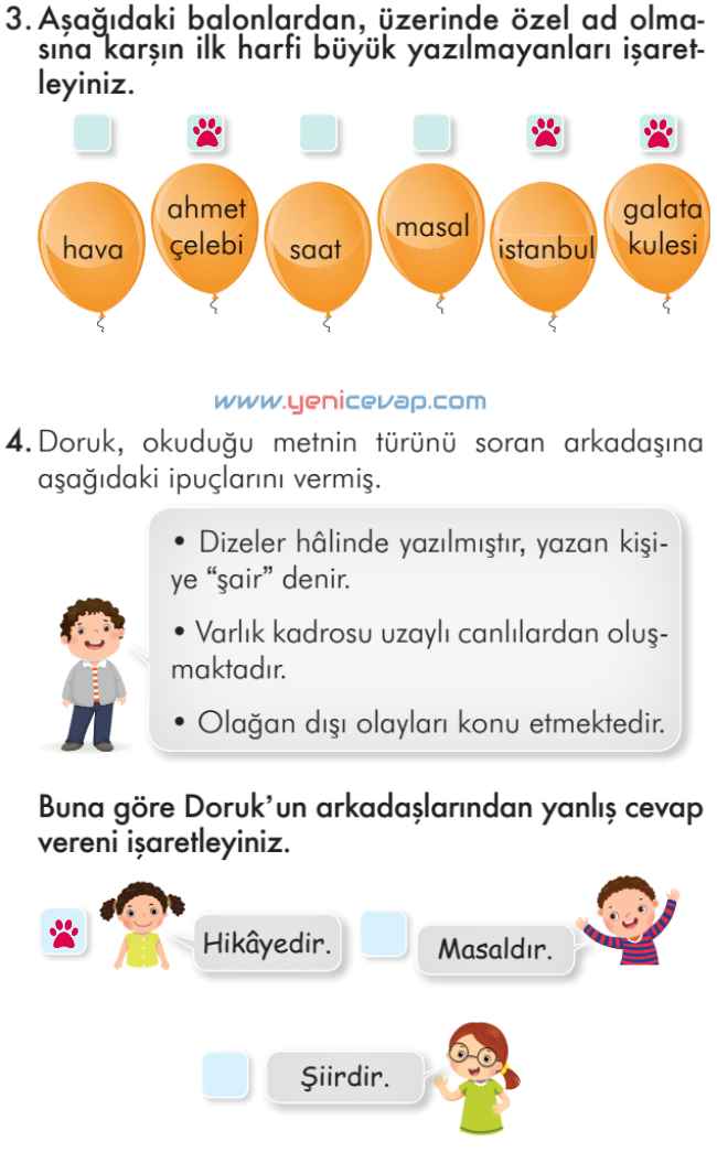 2. Sınıf Türkçe Kitabı Sayfa 196 197 198 201 Cevapları İlke Yayınları