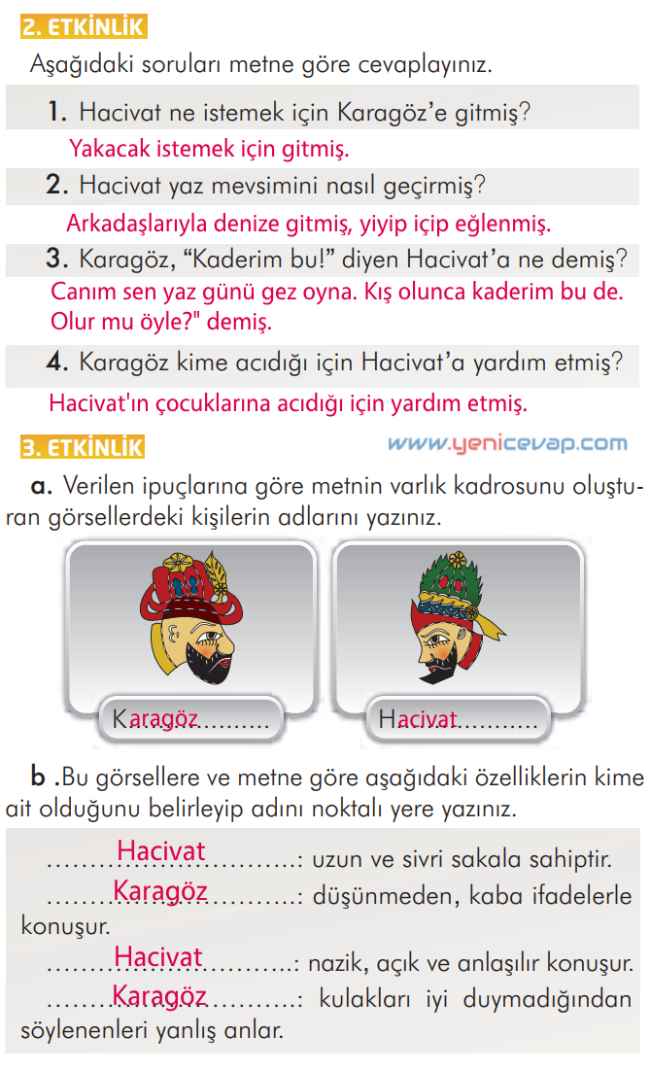 2. Sınıf Türkçe Kitabı Sayfa 206 210 211 212 Cevapları İlke Yayınları