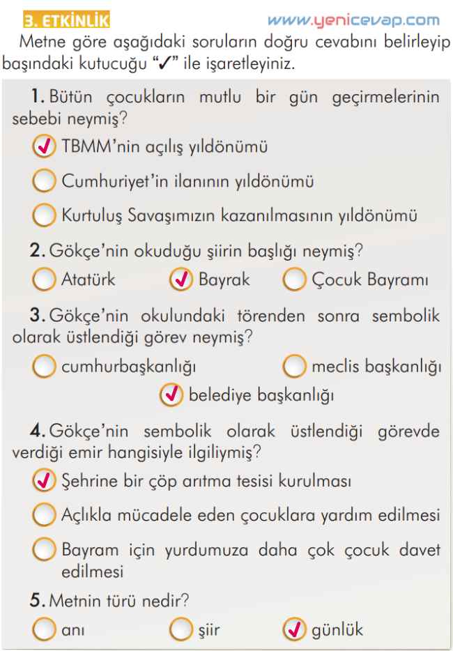 2. Sınıf Türkçe Kitabı Sayfa 222 223 224 225 226 Cevapları İlke Yayınları