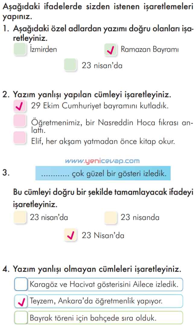 2. Sınıf Türkçe Kitabı Sayfa 227 232 233 234 Cevapları İlke Yayınları