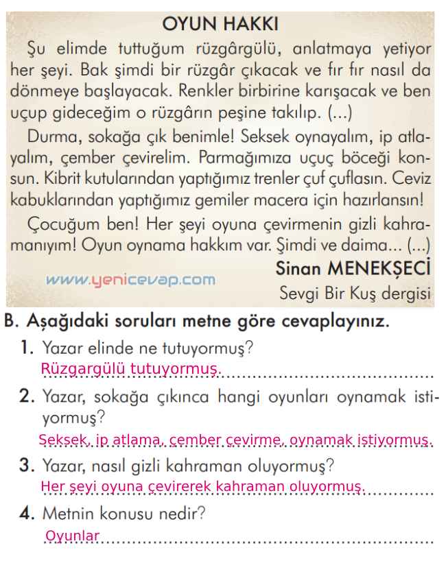 2. Sınıf Türkçe Kitabı Sayfa 264 268 269 270 Cevapları İlke Yayınları
