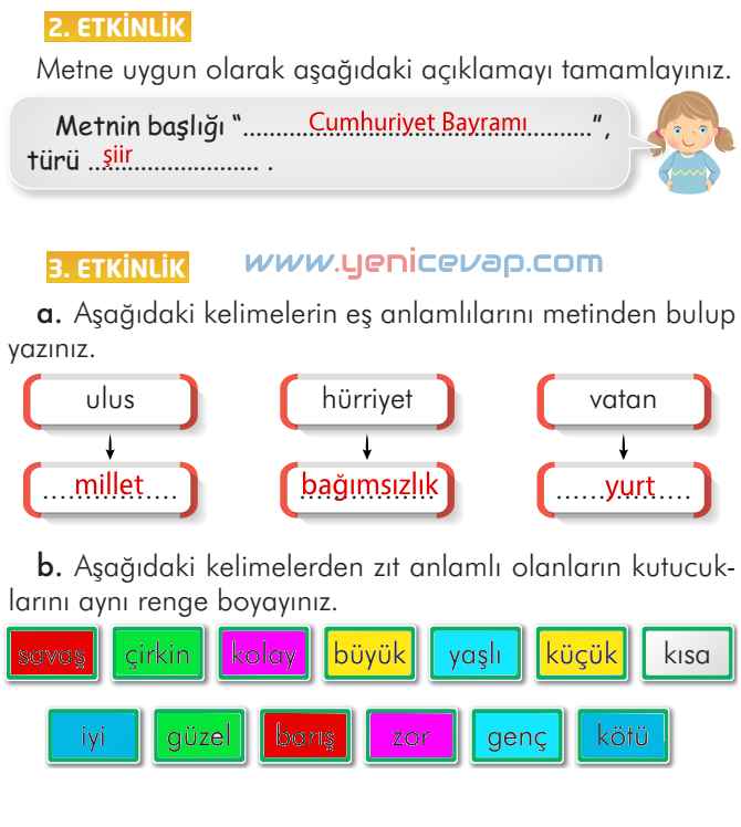 2. Sınıf Türkçe Kitabı Sayfa 50 53 54 55 Cevapları İlke Yayınları