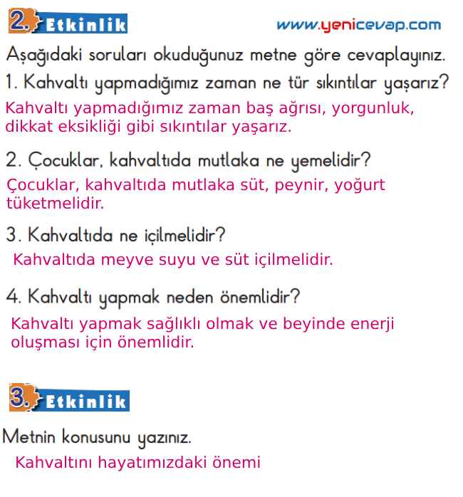 2. Sınıf Türkçe Kitabı Sayfa 141 142 143 144 Cevapları Meb