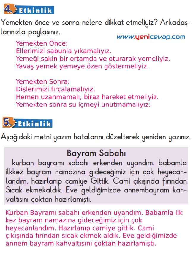 2. Sınıf Türkçe Kitabı Sayfa 141 142 143 144 Cevapları Meb