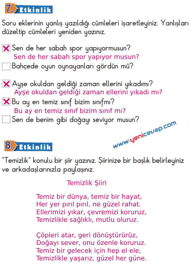 2. Sınıf Türkçe Kitabı Sayfa 147 148 149 150 Cevapları Meb