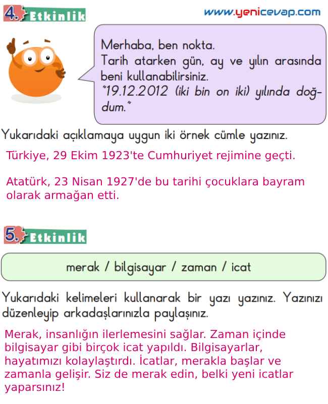 2. Sınıf Türkçe Kitabı Sayfa 171 172 174 176 Cevapları Meb