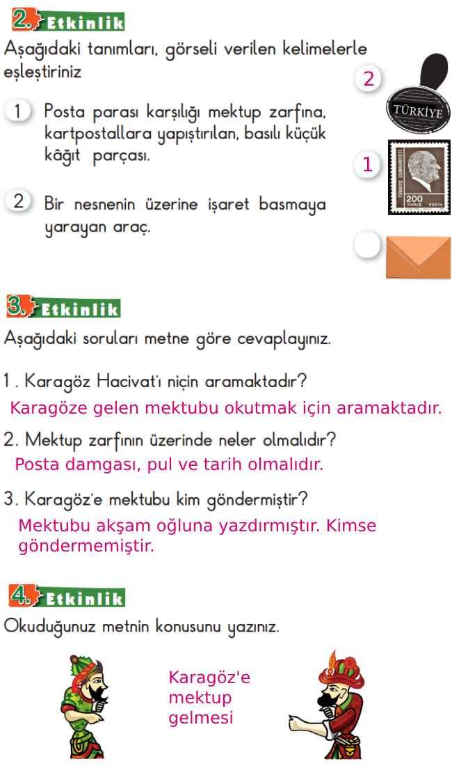 2. Sınıf Türkçe Kitabı Sayfa 194 195 196 200 Cevapları Meb