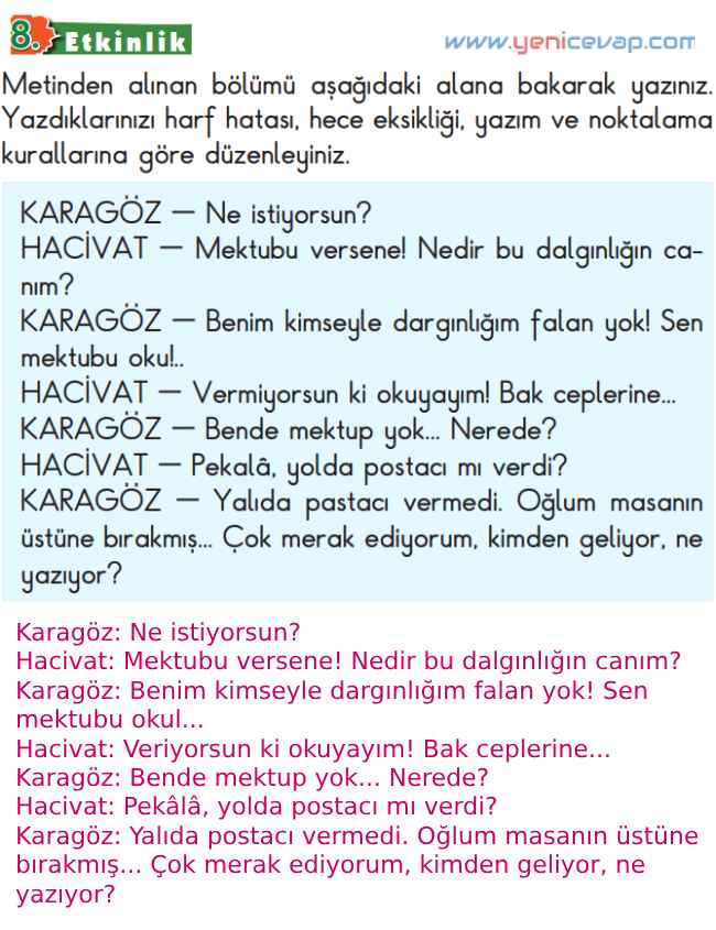 2. Sınıf Türkçe Kitabı Sayfa 194 195 196 200 Cevapları Meb