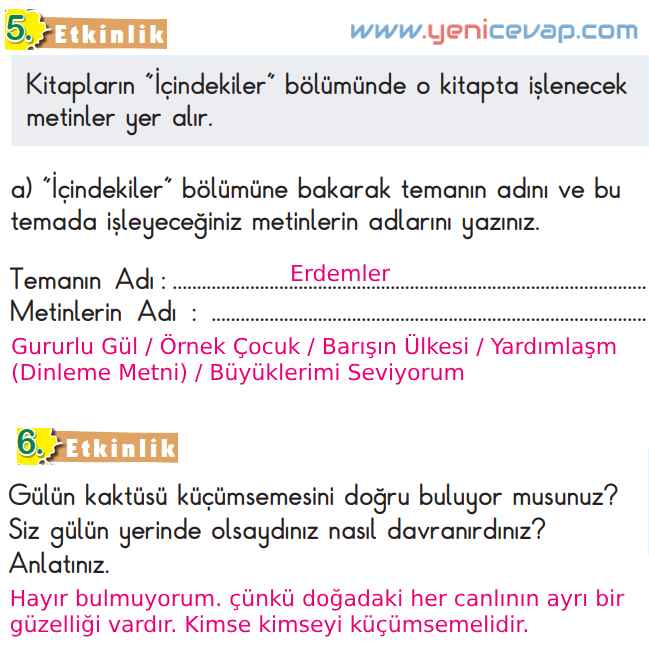 2. Sınıf Türkçe Kitabı Sayfa 17 18 19 20 Cevapları Meb