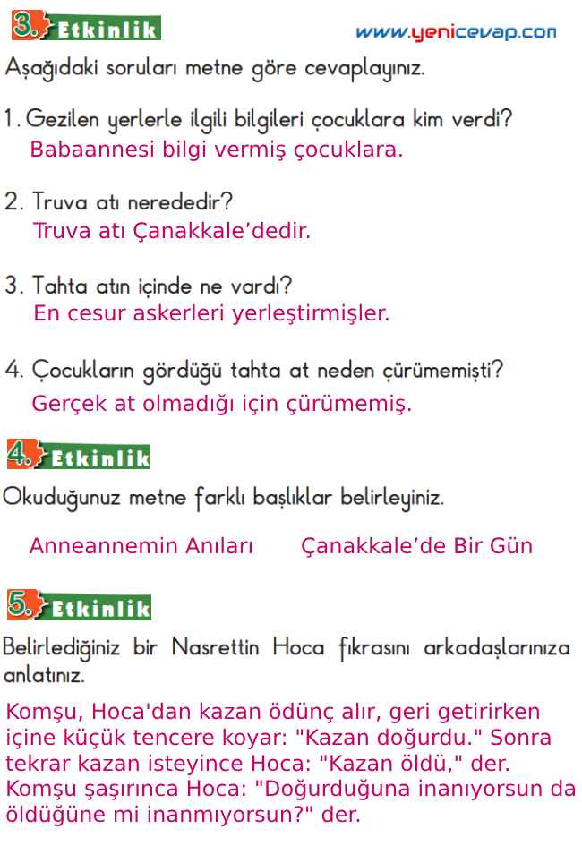 2. Sınıf Türkçe Kitabı Sayfa 201 205 206 207 Cevapları Meb