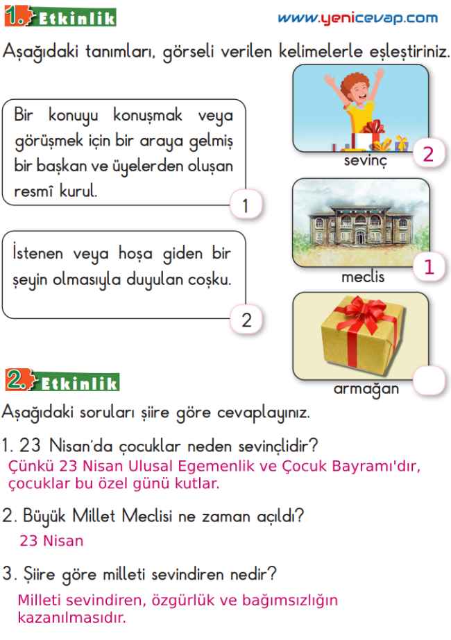 2. Sınıf Türkçe Kitabı Sayfa 201 205 206 207 Cevapları Meb