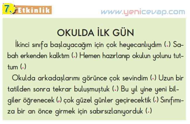 2. Sınıf Türkçe Kitabı Sayfa 21 27 28 29 Cevapları Meb