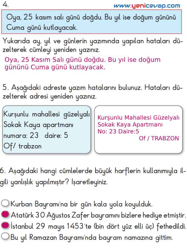 2. Sınıf Türkçe Kitabı Sayfa 215 216 220 221 Cevapları Meb