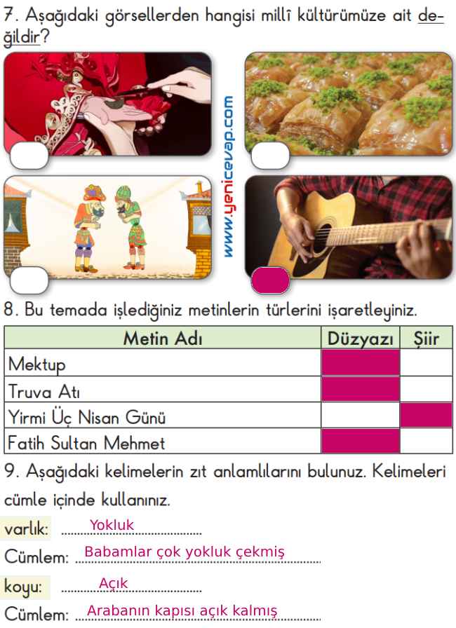 2. Sınıf Türkçe Kitabı Sayfa 215 216 220 221 Cevapları Meb