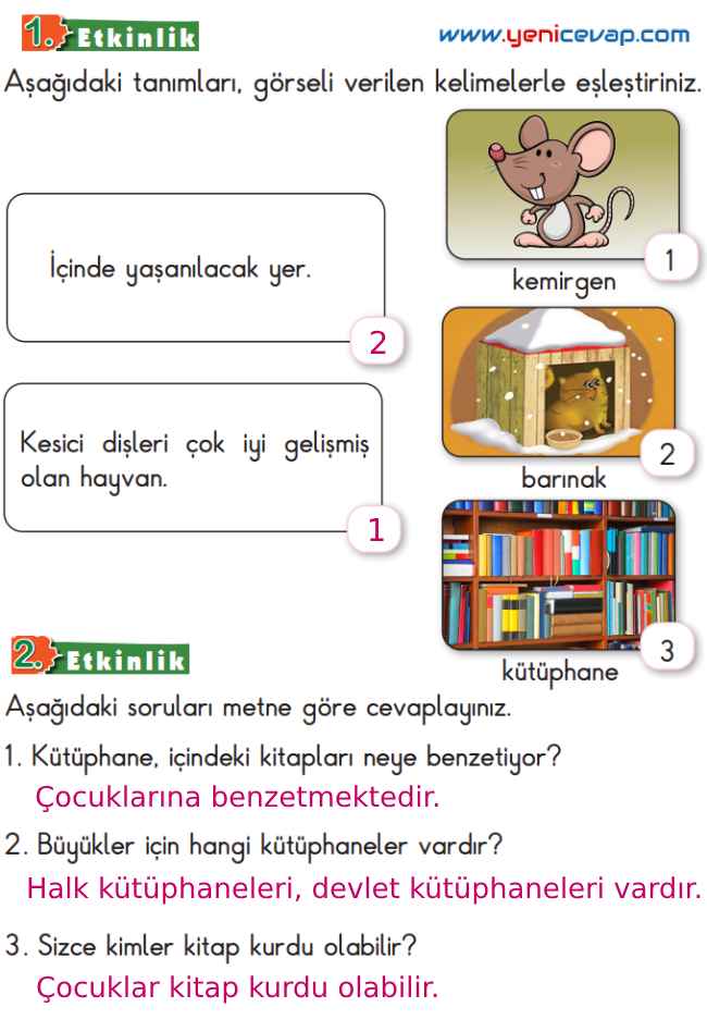 2. Sınıf Türkçe Kitabı Sayfa 215 216 220 221 Cevapları Meb