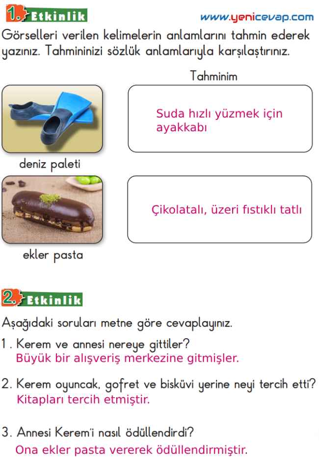 2. Sınıf Türkçe Kitabı Sayfa 227 228 231 232 Cevapları Meb