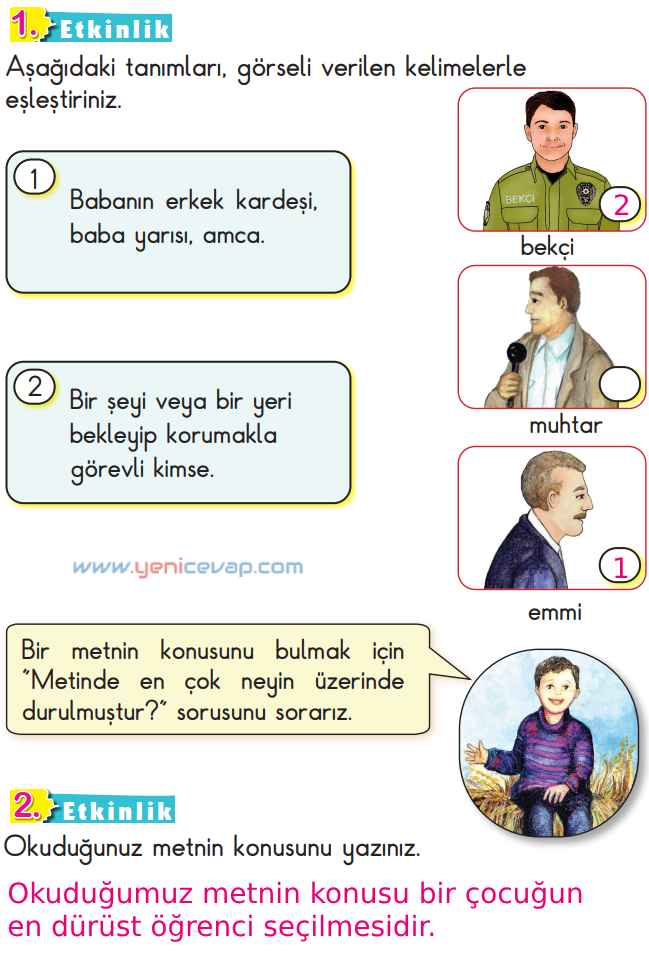 2. Sınıf Türkçe Kitabı Sayfa 21 27 28 29 Cevapları Meb