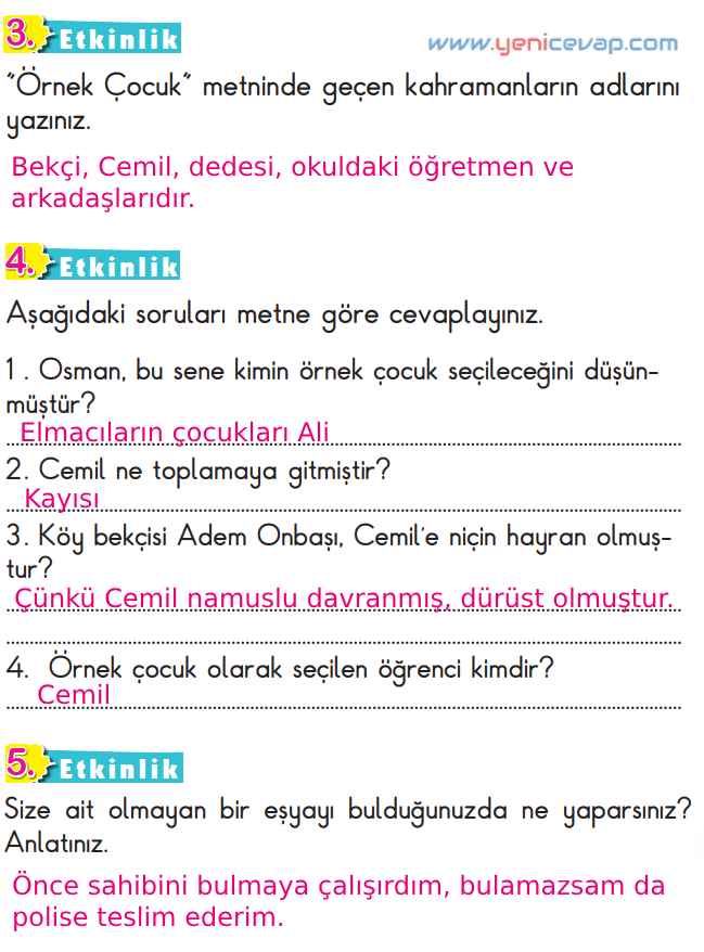 2. Sınıf Türkçe Kitabı Sayfa 21 27 28 29 Cevapları Meb