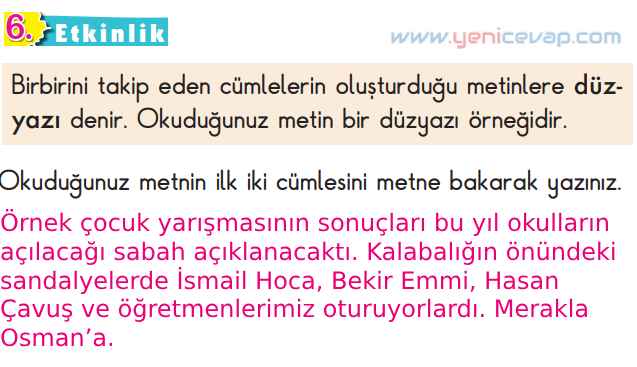 2. Sınıf Türkçe Kitabı Sayfa 21 27 28 29 Cevapları Meb