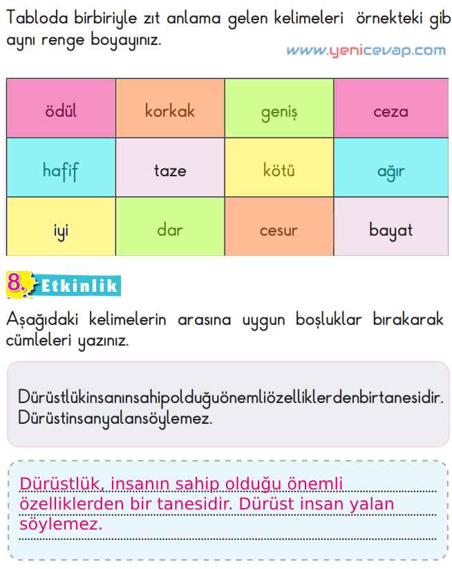 2. Sınıf Türkçe Kitabı Sayfa 30 32 33 34 Cevapları Meb