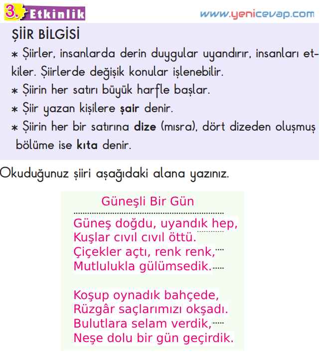 2. Sınıf Türkçe Kitabı Sayfa 30 32 33 34 Cevapları Meb