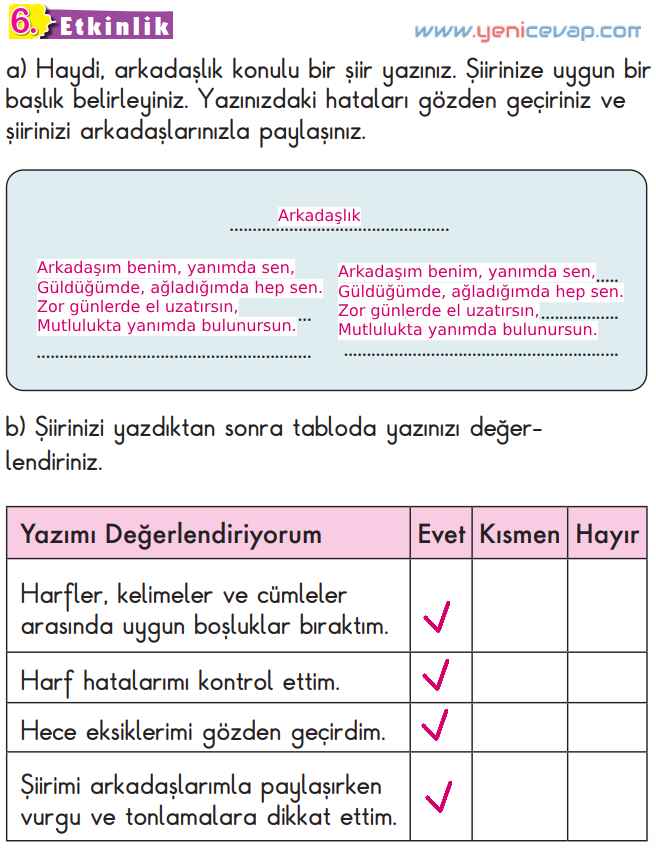 2. Sınıf Türkçe Kitabı Sayfa 35 37 38 39 Cevapları Meb