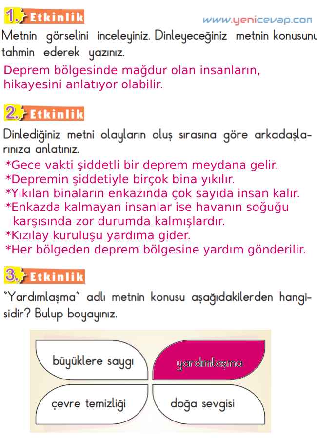 2. Sınıf Türkçe Kitabı Sayfa 35 37 38 39 Cevapları Meb