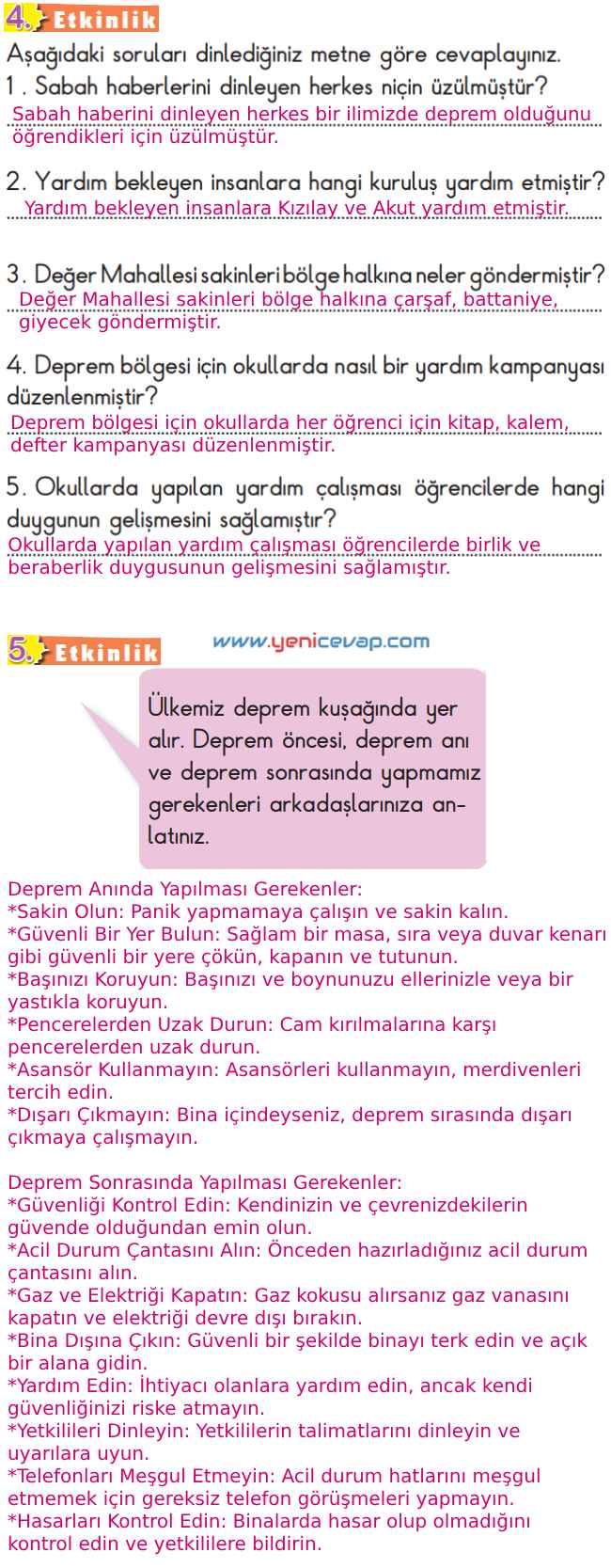 2. Sınıf Türkçe Kitabı Sayfa 35 37 38 39 Cevapları Meb