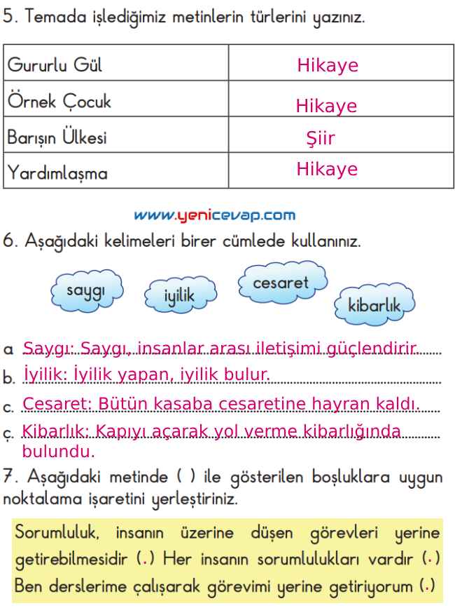 2. Sınıf Türkçe Kitabı Sayfa 42 43 44 45 Cevapları Meb