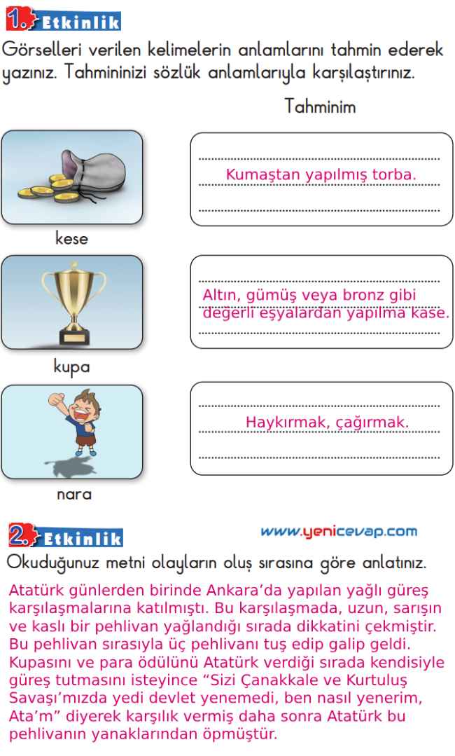 2. Sınıf Türkçe Kitabı Sayfa 49 50 51 56 Cevapları Meb