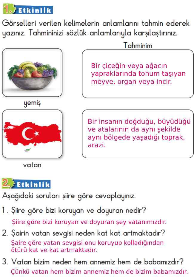 2. Sınıf Türkçe Kitabı Sayfa 57 58 60 63 Cevapları Meb