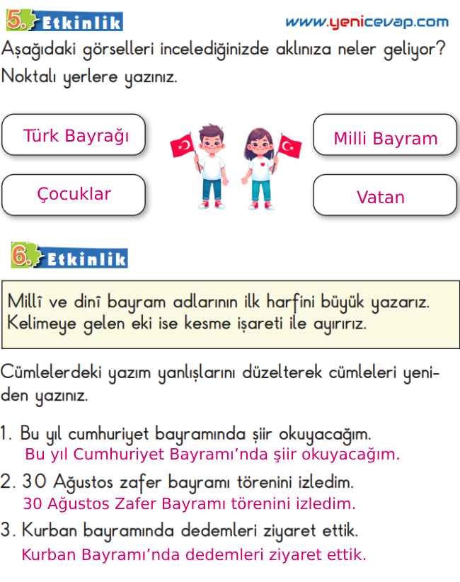 2. Sınıf Türkçe Kitabı Sayfa 64 65 66 68 Cevapları Meb