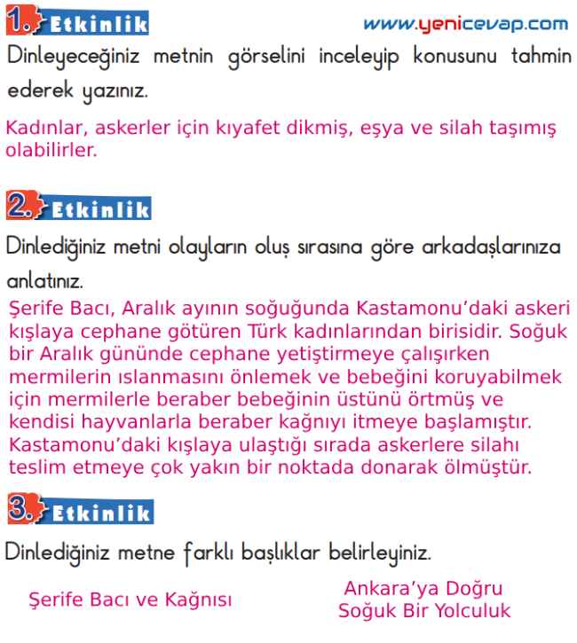 2. Sınıf Türkçe Kitabı Sayfa 64 65 66 68 Cevapları Meb