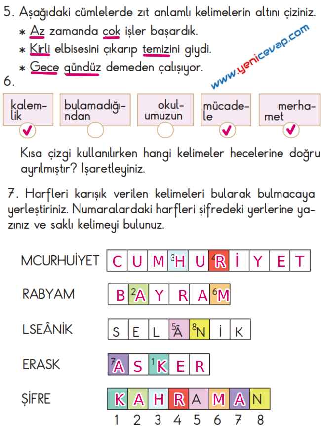 2. Sınıf Türkçe Kitabı Sayfa 69 70 73 74 Cevapları Meb